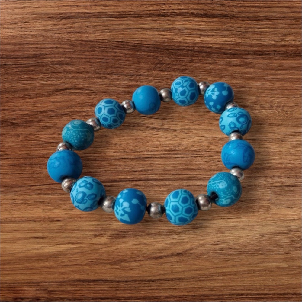 Vera Bradley Bracelet, Clay Beads, Turquoise, Silver spacers NWOT